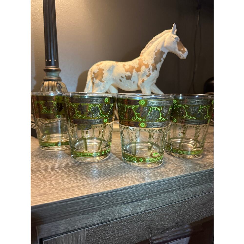 Cera Golden Grapes Green, MCM 12 oz Flat Tumbler, Set of 4